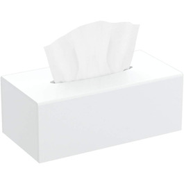 HIIMIEI Cosmetic Tissue Box, 25.0x13.0x9.0 cm Acrylic Tissue Box | Tissue Box with Magnetic Cover for Dining Room Bathroom Bedroom Car Office - White