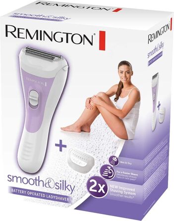 Жіночий електробритва Remington Smooth & Silky WSF5060 з насадкою для бікіні, бездротовий, двосторонній триммер Intercept, смужки з алое вера, для сухого та вологого гоління, білий/фіолетовий