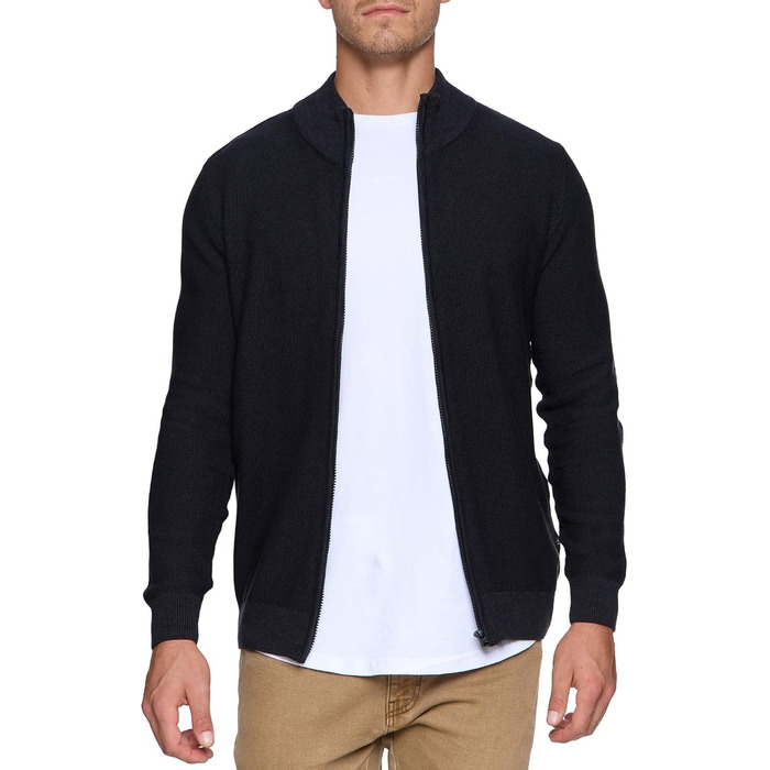 Чоловіча в'язана жилетка Indicode INWestmoon з коміром-стійкою | Жилетка з тонкого в'язання з бавовняної суміші, чорний колір
