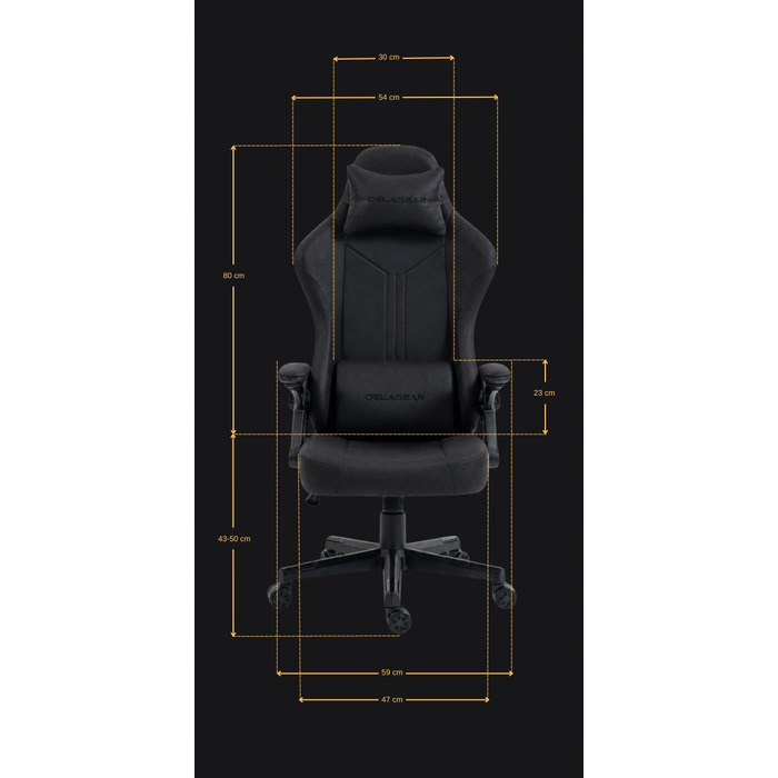 Ігрове крісло Delagear G 414, чорна тканина