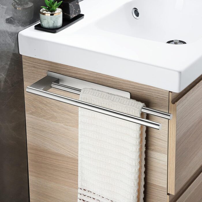 Подвійний тримач для рушників Doppelt без свердління, 304 нержавіюча сталь, сріблястий, 39 см