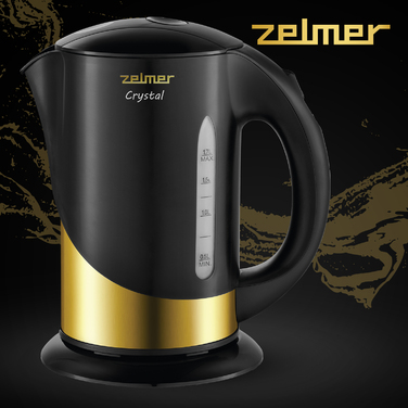 Електричний чайник Zelmer ZCK7630 Crystal Gold, 2200 Вт, 1,7 л, чорний