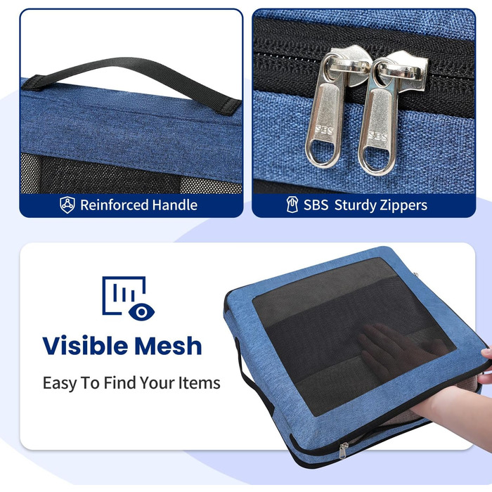 Набір кубиків-органайзерів для подорожей Prezon (4 шт., блакитно-зелений)