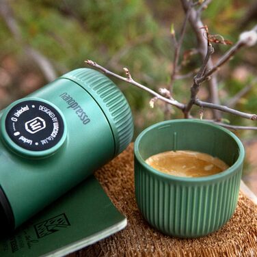 WACACO Nanopresso Portable Espresso Machine, with Nanopresso S Case, Upgrade Version of Minipresso, Travel Coffee Machine, Manually Operated (New Items Moss Green)