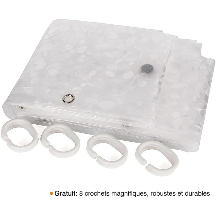 Шторка для душу WELTRXE з антигрибковим покриттям, з магнітним обтяжувачем, 183x183 см, водонепроникна, антибактеріальна, EVA, 3D-візерунок, 12 кріплень для душу, для ванни та душу