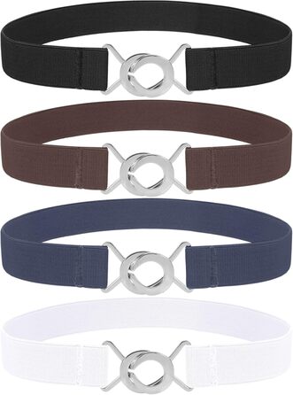 Еластичний ремінь LeaCoolKey для жінок та чоловіків, тонкий, стрейчевий, для джинсів та суконь, 80 см, кольори: чорний, коричневий, білий, блакитний