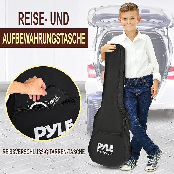 Акустична гітара Pyle – Класична гітара з датчиком, для початківців, дітей та дорослих, розмір 1/2, з тюнером та комплектом Crimson Burst Matt