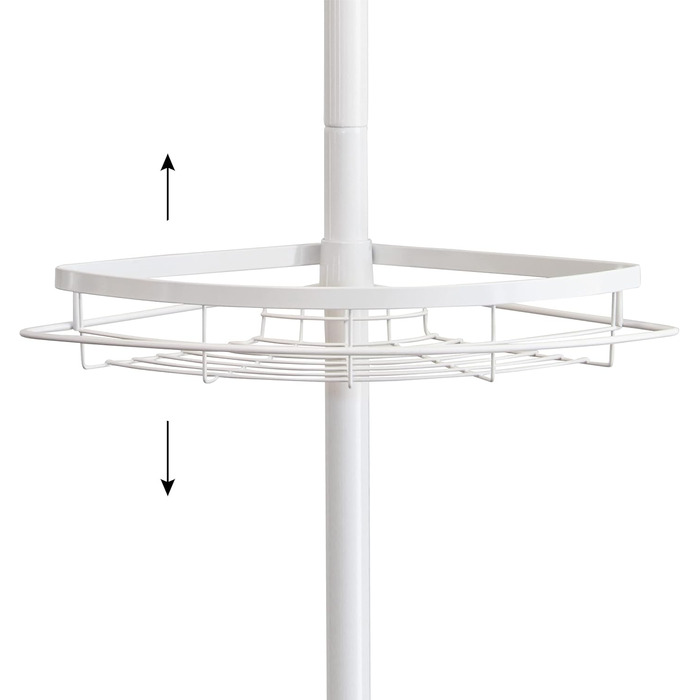 Bremermann Telescope Corner Shelf, 4 Baskets, Telescope Rod up to approx. 290 cm (White)