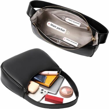 Жіноча сумка-хобо міні-клатч на блискавці, нейлон чорний L