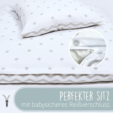 Набір постільної білизни для малюків з органічної бавовни GOTS (Oeko-Tex100) 100 x 135 см - комплект постільної білизни для дитячого ліжечка з наволочкою та ковдрою для хлопчиків та дівчаток (Сірий 1, 100x135 см + 40x60 см)