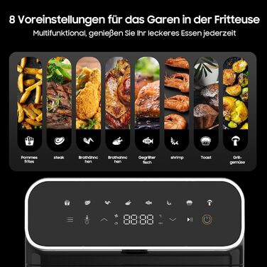 iceagle Hot Air Fryer 6.7 L Airfryer XXL - Air Fryer Without Oil | 2200W Hot Air Fryer with 8 Cooking Programs, Digital Display, with German Recipe Book