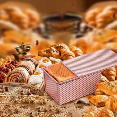 Форма для випічки хліба тостового Roségold 550г, алюмінієва, антипригарна, 20.8x12x11 см