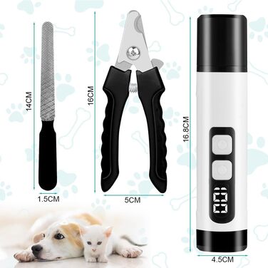 Електричний триммер для собак та котів Aomig Krallenschleifer 6 шт. з LED-дисплеєм та змінними насадками
