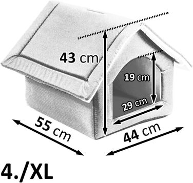 Чорний лежак для собак та котів XL (44x55x43 см) з принтом лапок | Лежанка для великих та середніх собак | Будка для котів та собак
