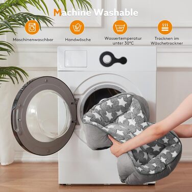 Крісло-лежанка для собак середніх порід FURTIME, кошик для собак, лежанка для собак, м'яка, з неслизьким покриттям, сіра/зірки, L (76x61x23 см)