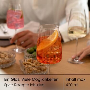 Набір білих келихів 6 шт. об'ємом 420 мл з мікрофіброю – Елегантні келихи для вина та Aperol Spritz – придатні для миття в посудомийній машині, безпечно упаковані, Made in Europe