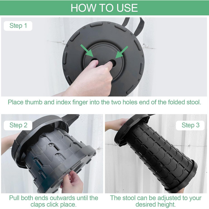 Складаний стільчик, телескопічний стільчик для кемпінгу, пікніків, риболовлі та подорожей