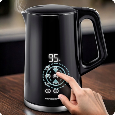 Електричний чайник Berdsen з регулюванням температури, 2200 Вт, сенсорна панель, 1,7 л