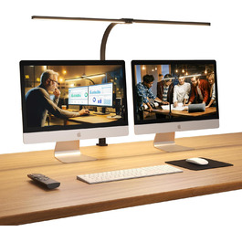 APMIEK LED лампа для столу з LED, 24W, 76 см, кріплення, для home office, 3200K-6500K, регульована, для офісу, захист очей, для робочого місця, монітора, ПК (чорна)