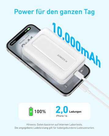 Магнітний зовнішній акумулятор Anker Zolo 10000mAh 30W — Бездротова швидка зарядка для iPhone 17/16/15, AirPods, чорний