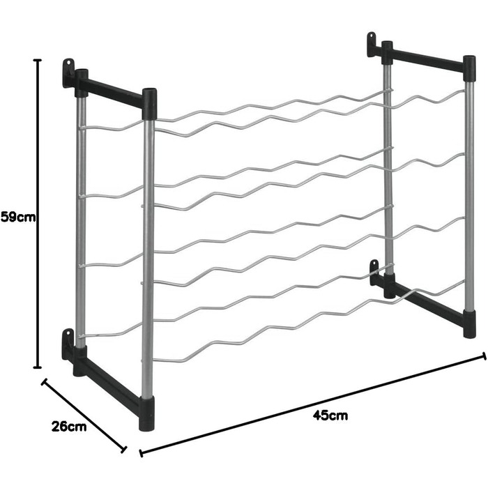 Metaltex Bottle Rack, Metal, Grey, For 72 Bottles (For 24 Bottles)