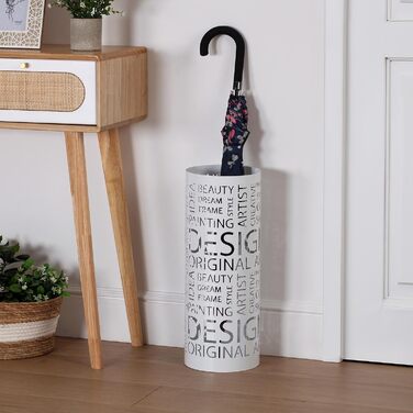 Підставка для парасоль підлогова, металева, біла, 49x19x19 см - Versa Original Design