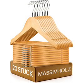 Дерев'яні вішалки для дитячого одягу з гачком, 360° обертання, набір 10 шт. - Міцне букове дерево, сертифікат FSC® - Ідеальний порядок для дитячого одягу, 10 шт. (20 шт.)