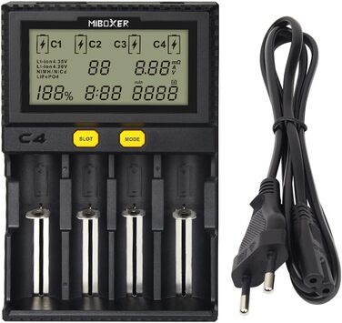 Зарядний пристрій LGIDTECH C4 MiBOXER для акумуляторів 18650 з автозарядкою та LCD дисплеєм (AA, AAA, C, 26650, 16340, 18500, 18350, 17670, RCR123, Li-ion, IMR, INR, ICR, NI-MH, NI-Cd, LiFePO4)