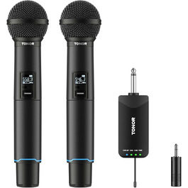 TONOR TW720 Бездротовий мікрофон Bluetooth з металевим корпусом, UHF, 100м, 2 шт. для караоке, вечірок, конференцій