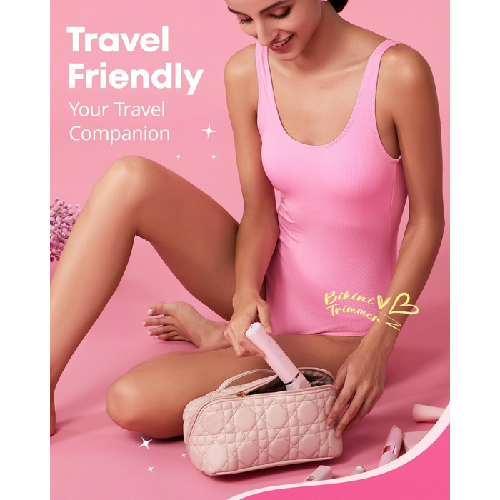 Електричний триммер для бікіні VG VOGCREST: безболісний жіночий депілятор для тіла, для рук, ніг, пахв та інтимної зони (рожевий, рожеве золото)