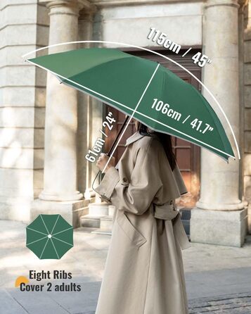 Чакіпі - парасолька велика, штормостійка, з відбиваючим покриттям, для чоловіків та жінок. Автоматичний парасолька, компактний, для подорожей. Розмір купола 106 см, темно-зелена