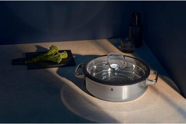 Пароварка WMF Vitalis Aroma, 28 см, з нержавіючої сталі Cromargan, 5 л, з термометром та кришкою зі склом, для плити та духовки