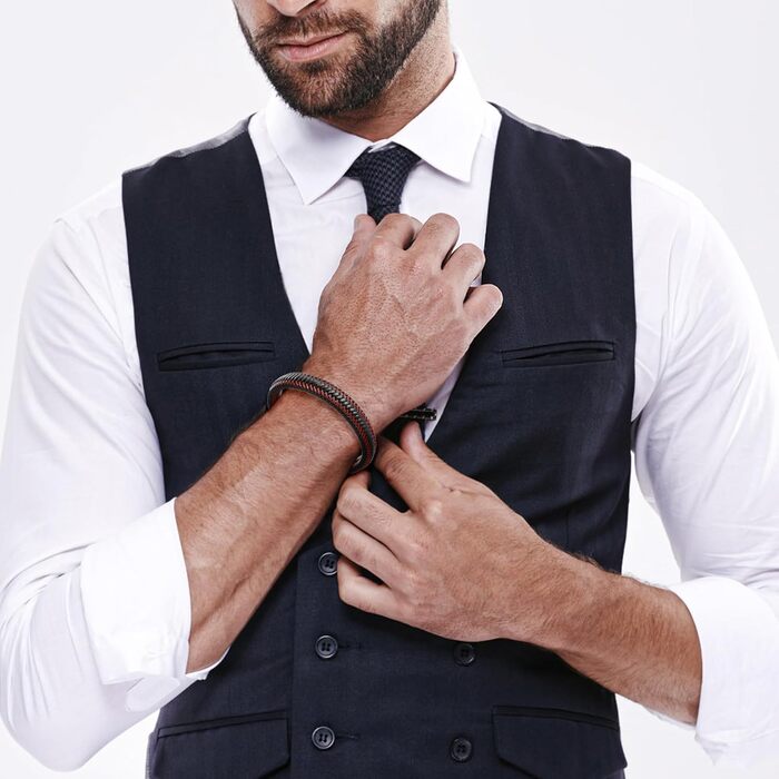 Чоловічий шкіряний браслет Armand, 21 см. Чорний, зелений, червоний, білий. Шкіряний браслет для чоловіків Armand, подарунок на День батька, аксесуар для чоловіків, подарунок для тата (C2)