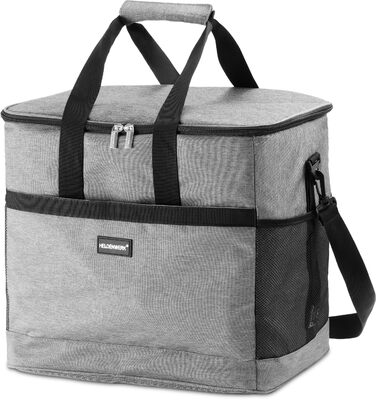 Термосумка HELDENWERK 40L з 7 відділеннями – велика, складна, для пікніка, ланчу, виїздів, сірого кольору, 12 годин охолодження, витримує 40L, з посиленим дном