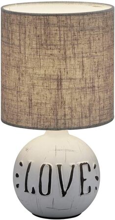 Торшер Reality Leuchten Esna R50651025 - керамічний торшер з тканинним абажуром білий/сірий (LOVE)