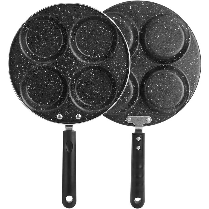 Non-stick frying pan, fried egg burger pan with handle, 4-egg pancake frying pan non-stick fried egg pan with 4 holes crepe pan burger eye pan suitable for gas stove/electric ceramic hob