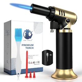 Навігатор Navpeak: заправний бутановий запальник для кухні з турбо-полум'ям, блокуванням полум'я, регулюванням та підставкою для приготування їжі, кемпінгу, золото