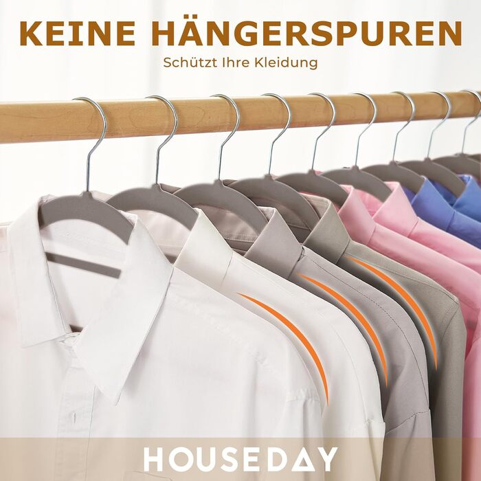 Набір вешалок для одягу HOUSE DAY, 30 шт., велюрові, преміум-якість, обертаються на 360°, сірі