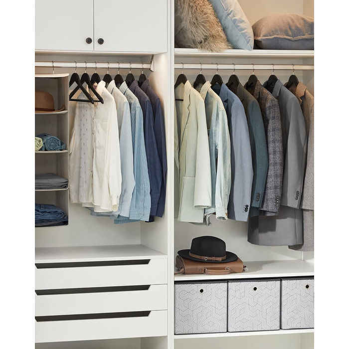 Плечики для одягу SONGMICS, 20 шт., з масиву дерева, з вирізами для плечей, неслизький тримач для штанів, обертовий на 360°, для костюмів, сорочок, натуральний колір + срібло