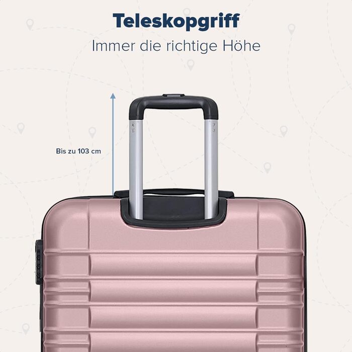 Валіза TRVLMORE - ручна валіза, валіза на колесах, рожевий валіза-тележка 55x40x20, легка валіза з жорстким корпусом, валіза для подорожей