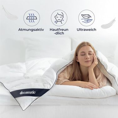 Зимова ковдра Dreamzie Komfort з пуху 135x200 см, щільність 650 г/м², тепла пухова ковдра для зими