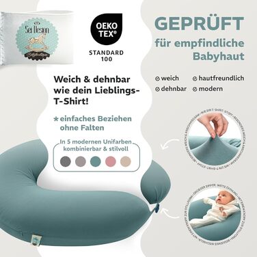 Подушка для вагітних та годування, ergonomisch, sei Design, 190x30 см, 100% органічна бавовна (Jersey Zart-mint)