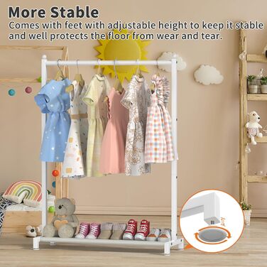 Дитяча вішалка для одягу з полицею для зберігання, металева, біла - Kinder