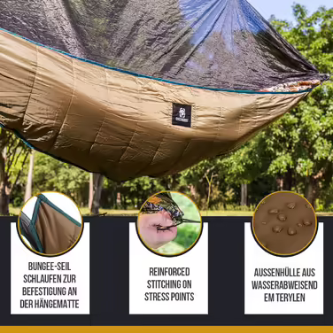 OneTigris Hideout Hammock Underquilt Sleeping Pad Underblanket for Hammocks Undercover Heat Protection Ultralight for Outdoor Hiking Camping 280x120cm (Coyote Brown)