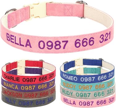 Персоналізоване собаче нашийник з металевою застібкою: напис та номер телефону, регульовані розміри для великих та середніх собак (Collar 06)