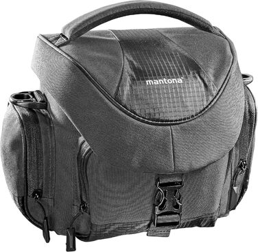 Сумка для камери Mantona Premium - підходить для камер DSR & DSM з об'єктивом (з пилозахистом, м'яким ремінцем, блискавкою, регульованим внутрішнім відділенням) (Антрацит, Антрацит)