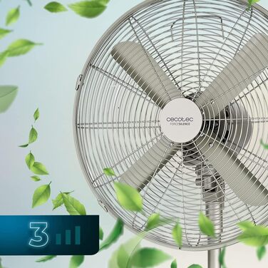 Вентилятор Cecotec EnergySilence 620 RetroDesk: 40 Вт, діаметр 30.5 см, 4 лопаті, 3 швидкості, осциляція, регулювання висоти, сталевий підстав, максимальна безпека