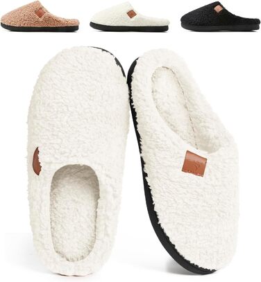 Зимові домашні тапочки для жінок та чоловіків, теплі, з тедді та плюшевим покриттям, комфортні, з м'якою підкладкою, з пам'яті ефекту, антиковзаючі, білі, 38/39 EU