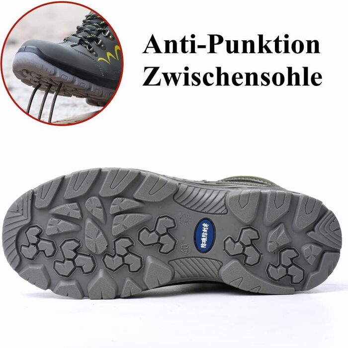 Зимові робочі черевики для чоловіків та жінок. Безпечні черевики S3 з металевим носком. Легкі, теплі, захисні черевики. Розміри 35-48 (36 EU). Колір: зелений