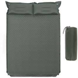 Кемпінгова матрац-ізомат самонадувний для 2 осіб з подушками та сумкою, 187 x 131 см, зелений